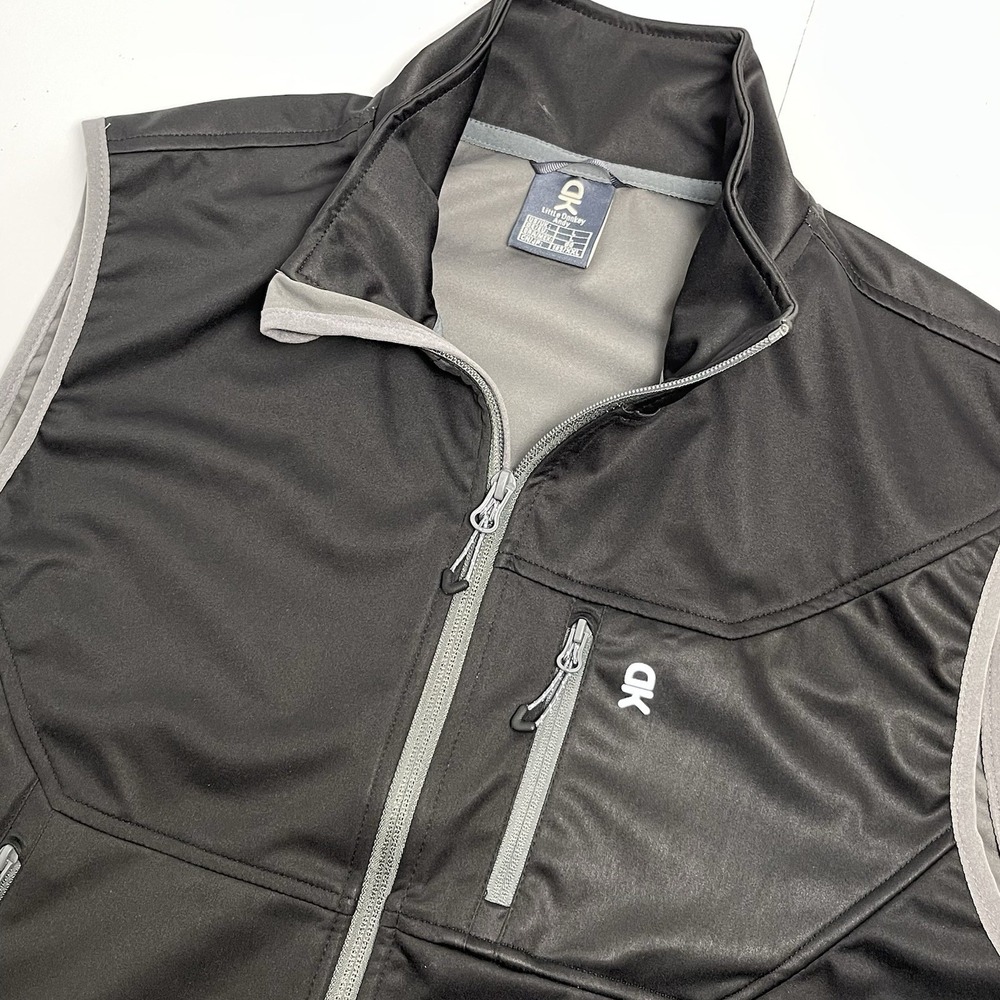 Little Donkey Andy Men's Large Black Gray Softshell Lightweight Full Zip Vest